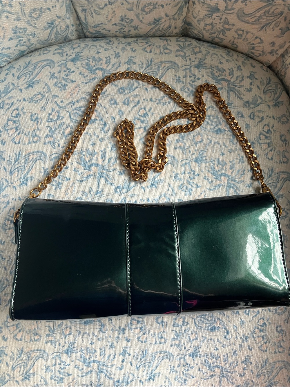 Betsey Johnson dark green spider stud chain purse eyes + hearts inside RARE EUC - Picture 12 of 16
